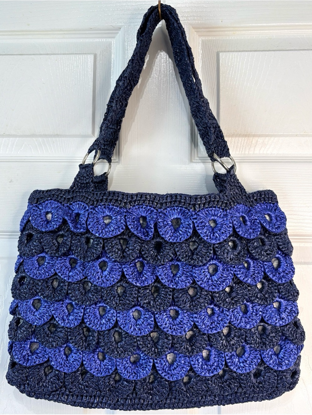 Vintage Beachy Bohemian Woven Straw Tote Bag